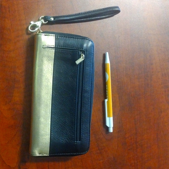 Fossil Sydney Wallet/Wristlet Black & Gold - Picture 5 of 6